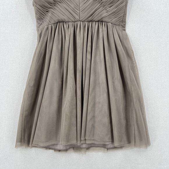 ANTHROPOLOGIE VA ET VIEN BHLDN Strapless Mini Dress Womens 4 Gray Tulle Pleat - Picture 8 of 13